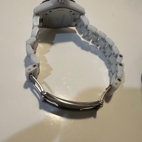 CHANEL- Stainless Steel Ceramic Diamond 38mm J12 Automatic Watch White